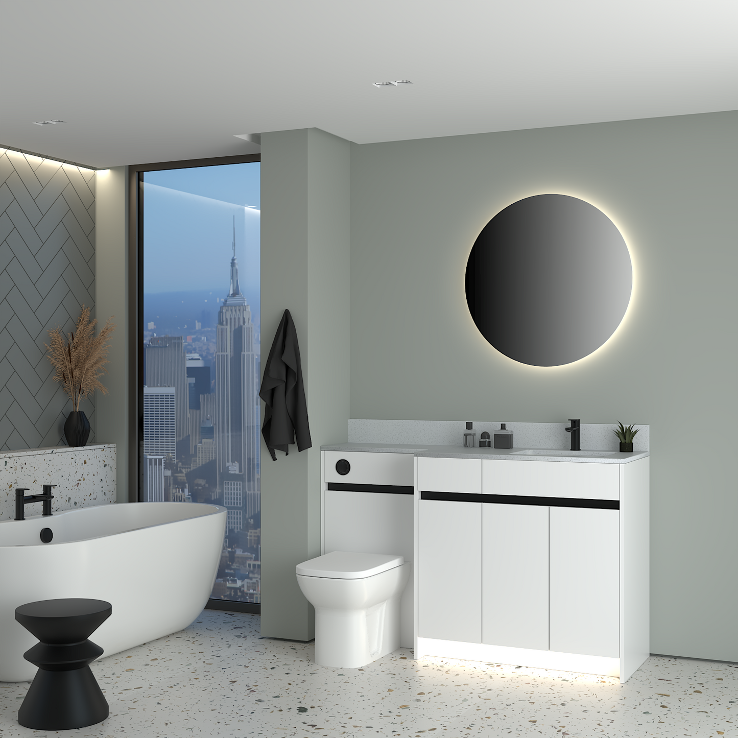 ELANA MATT WITH BLACK PROFILE & TAP BASE UNITS BATHROOM FITTED FURNITURE