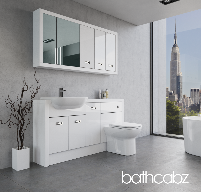 ATHENA WHITE MATT BASE & WALL UNITS BATHROOM FITTED FURNITURE