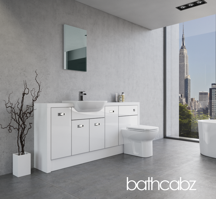 ATHENA WHITE MATT BASE UNITS BATHROOM FITTED FURNITURE