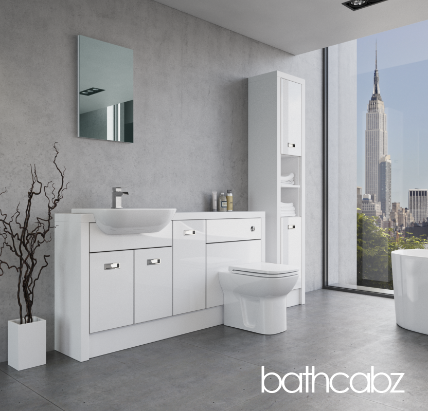 ATHENA WHITE MATT BASE & TALL UNIT BATHROOM FITTED FURNITURE