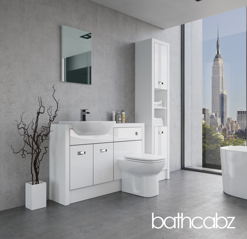 ATHENA WHITE MATT BASE & TALL UNIT BATHROOM FITTED FURNITURE