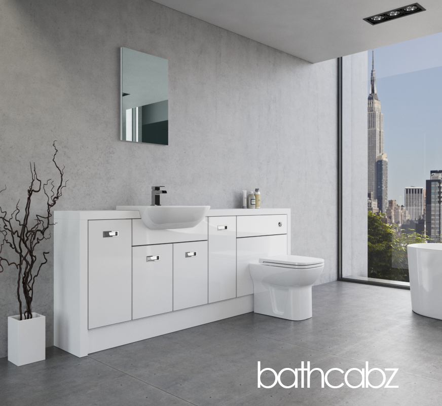 ATHENA WHITE MATT BASE UNITS BATHROOM FITTED FURNITURE