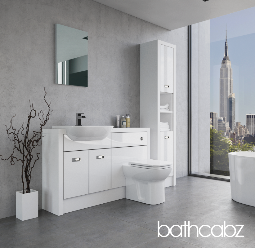 ATHENA WHITE MATT BASE & TALL UNIT BATHROOM FITTED FURNITURE