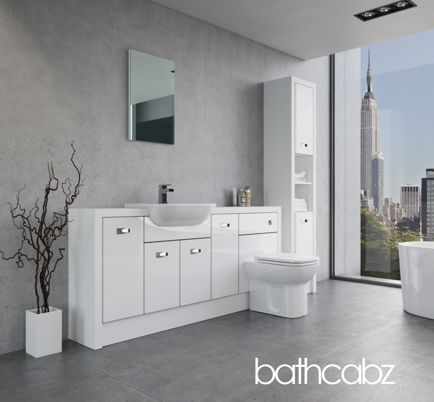 ATHENA WHITE MATT BASE & TALL UNIT BATHROOM FITTED FURNITURE