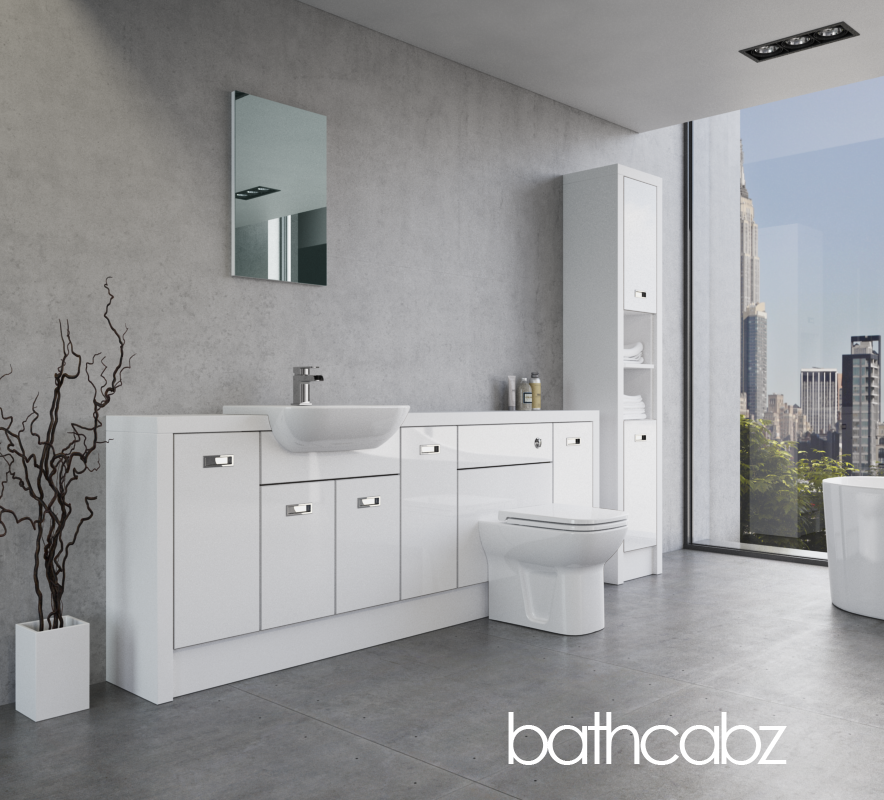 ATHENA WHITE MATT BASE & TALL UNIT BATHROOM FITTED FURNITURE