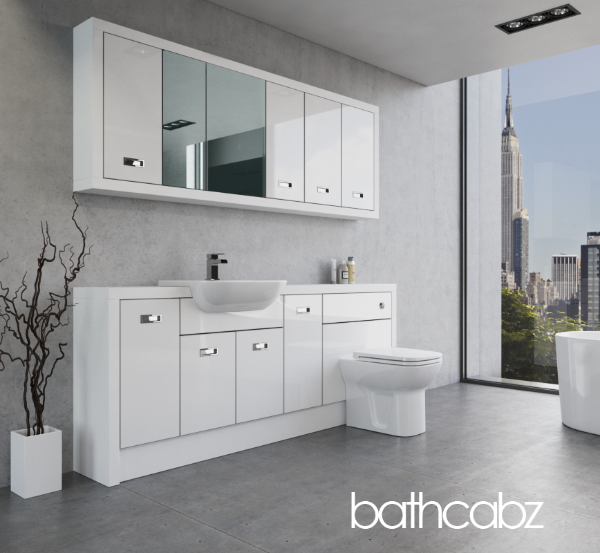 ATHENA WHITE MATT BASE & WALL UNITS BATHROOM FITTED FURNITURE