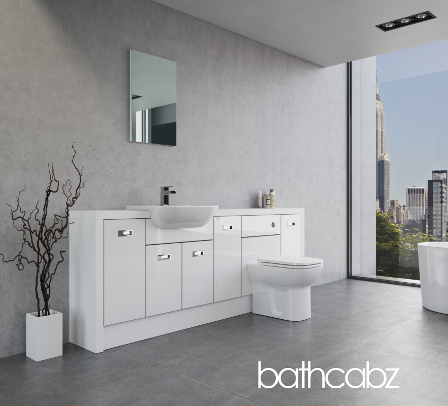 ATHENA WHITE MATT BASE UNITS BATHROOM FITTED FURNITURE
