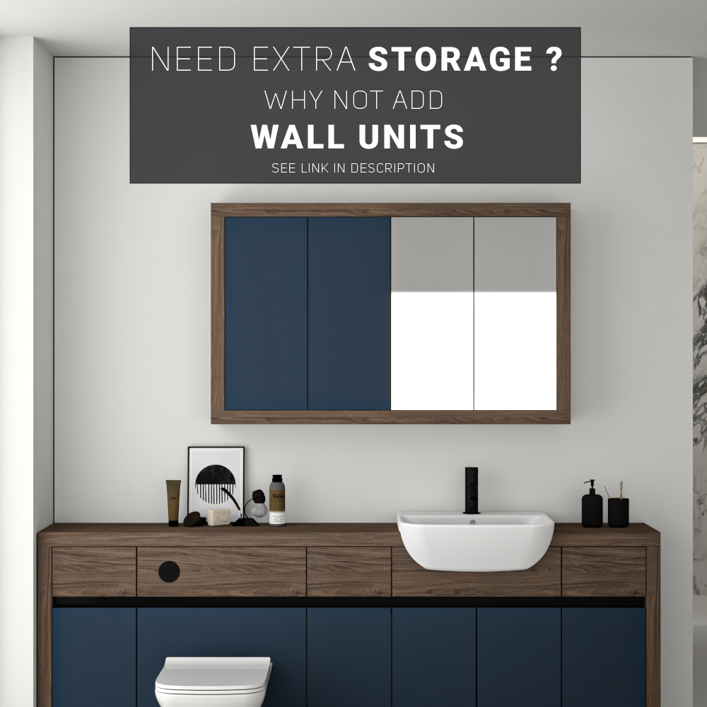 SEVI NORDIC CHESTNUT / ALBY BLUE MATT BASE UNITS BATHROOM FITTED FURNITURE