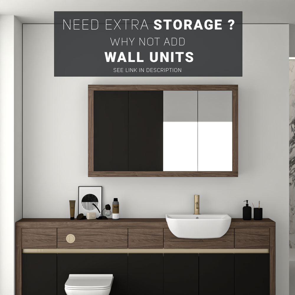SEVI NORDIC CHESTNUT / BLACK MATT BASE UNITS BATHROOM FITTED FURNITURE