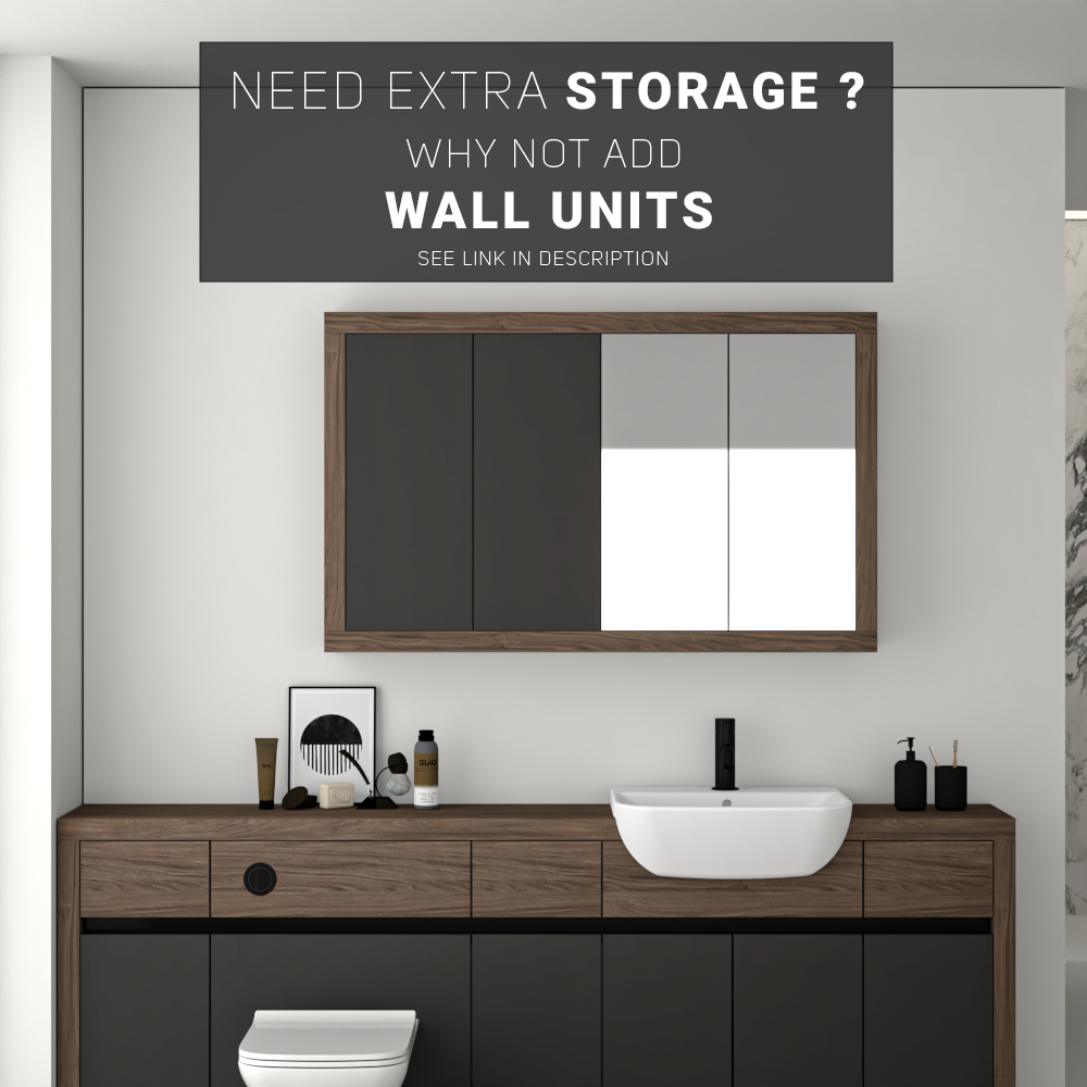 SEVI NORDIC CHESTNUT / DARK GREY MATT BASE UNITS BATHROOM FITTED FURNITURE
