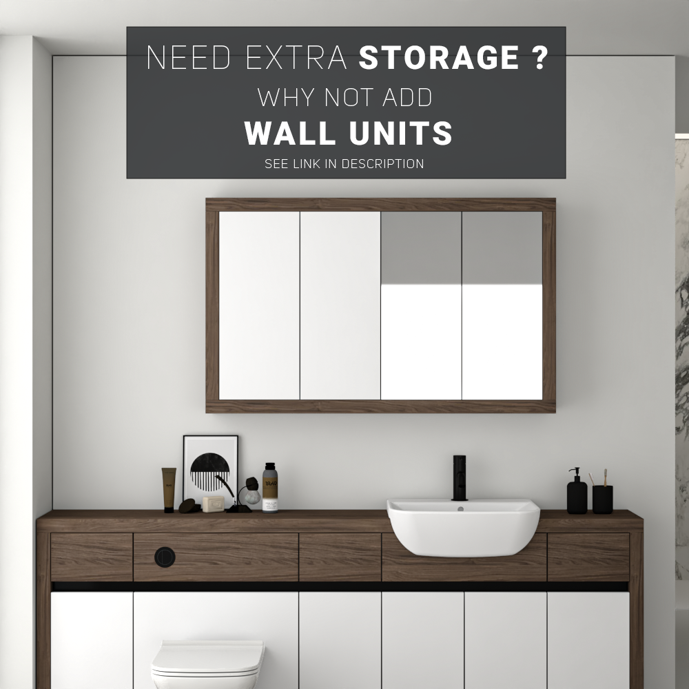 SEVI NORDIC CHESTNUT / WHITE MATT BASE UNITS BATHROOM FITTED FURNITURE