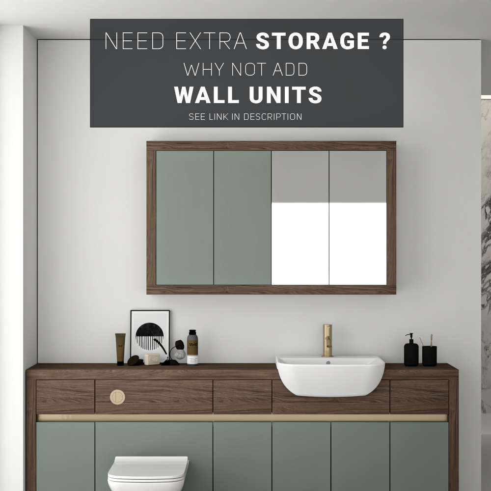 SEVI NORDIC CHESTNUT / REED GREEN MATT BASE UNITS BATHROOM FITTED FURNITURE