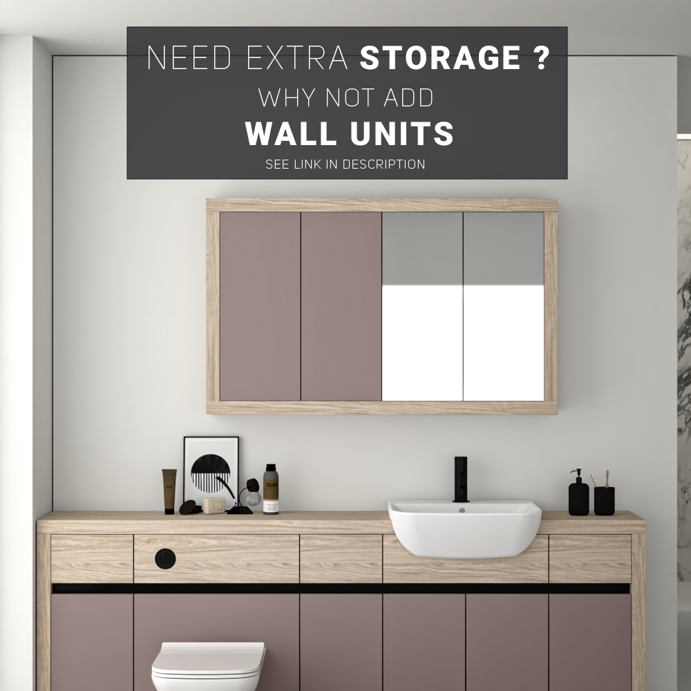 SEVI NORDIC OAK / DUST PINK MATT BASE UNITS BATHROOM FITTED FURNITURE