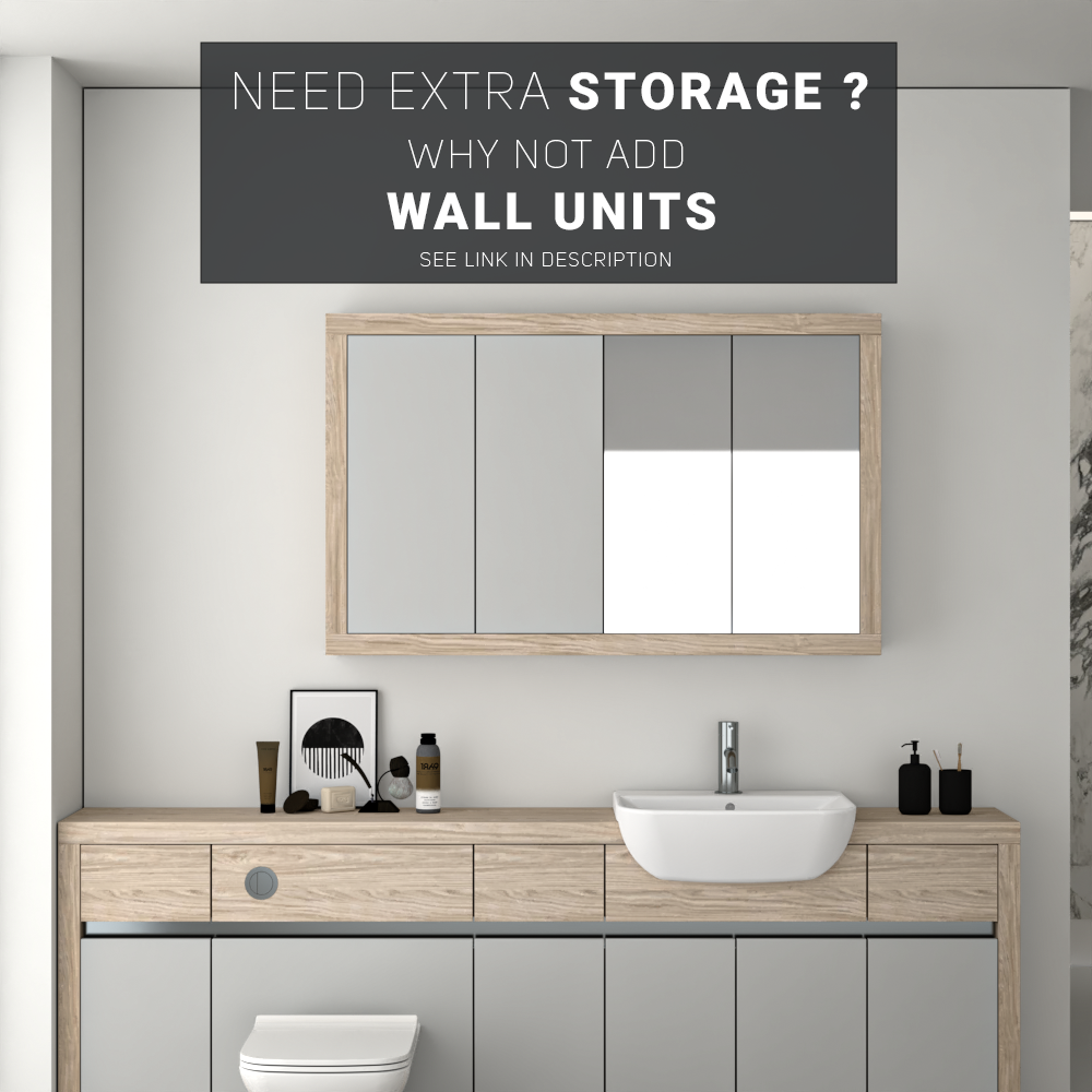 SEVI NORDIC OAK / LIGHT GREY MATT BASE UNITS BATHROOM FITTED FURNITURE