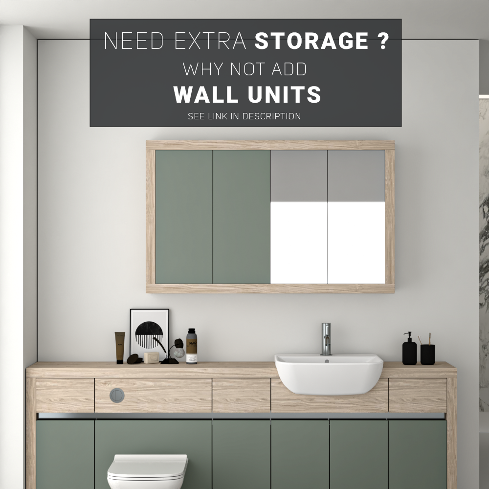 SEVI NORDIC OAK / REED GREEN MATT BASE UNITS BATHROOM FITTED FURNITURE