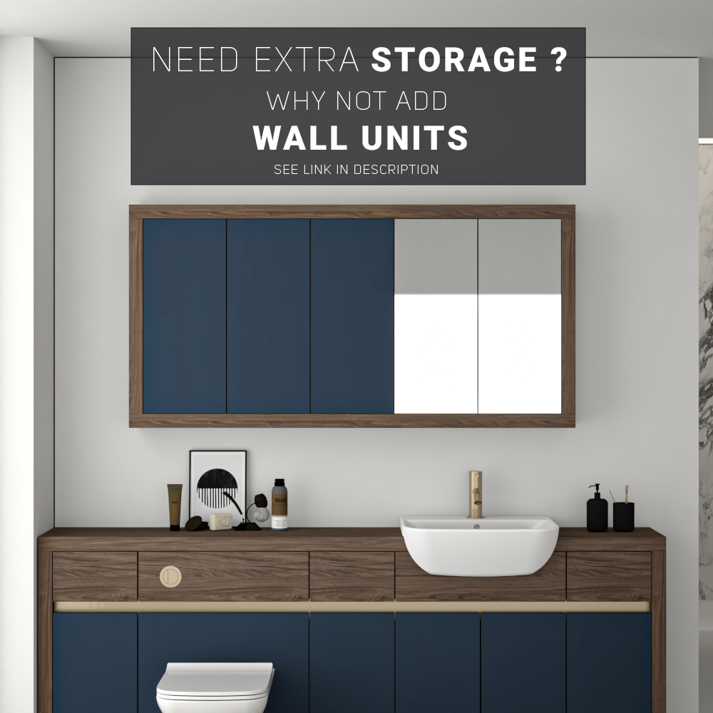 SEVI NORDIC CHESTNUT / ALBY BLUE MATT BASE UNITS BATHROOM FITTED FURNITURE