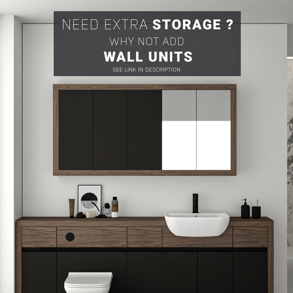 SEVI NORDIC CHESTNUT / BLACK MATT BASE UNITS BATHROOM FITTED FURNITURE