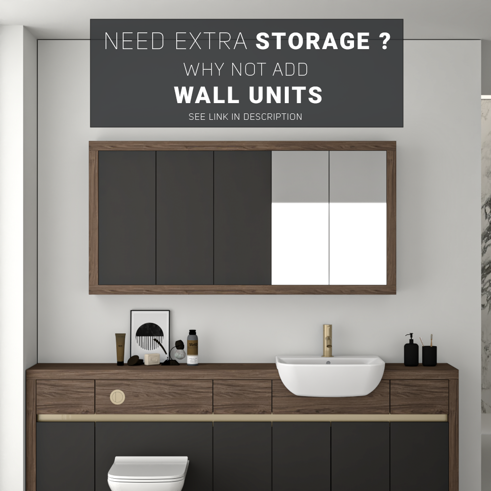 SEVI NORDIC CHESTNUT / DARK GREY MATT BASE UNITS BATHROOM FITTED FURNITURE