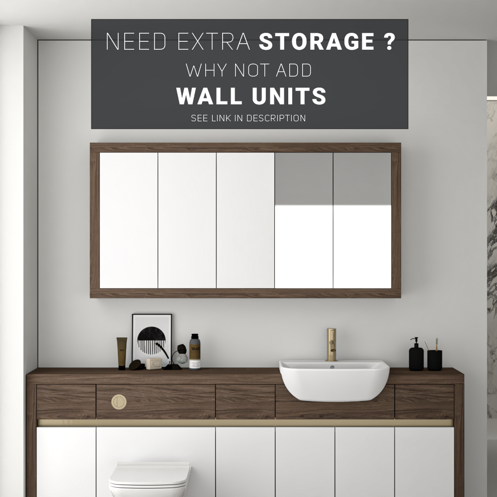 SEVI NORDIC CHESTNUT / WHITE MATT BASE UNITS BATHROOM FITTED FURNITURE