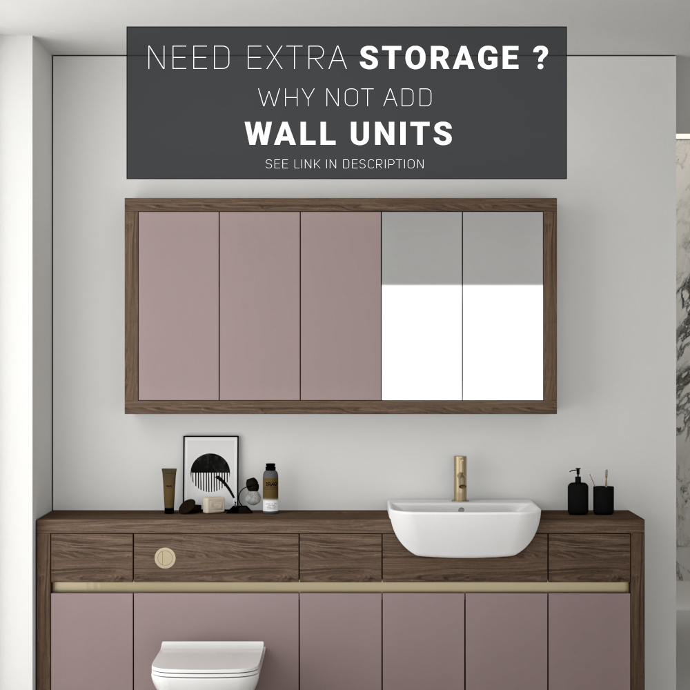 SEVI NORDIC CHESTNUT / DUST PINK MATT BASE UNITS BATHROOM FITTED FURNITURE