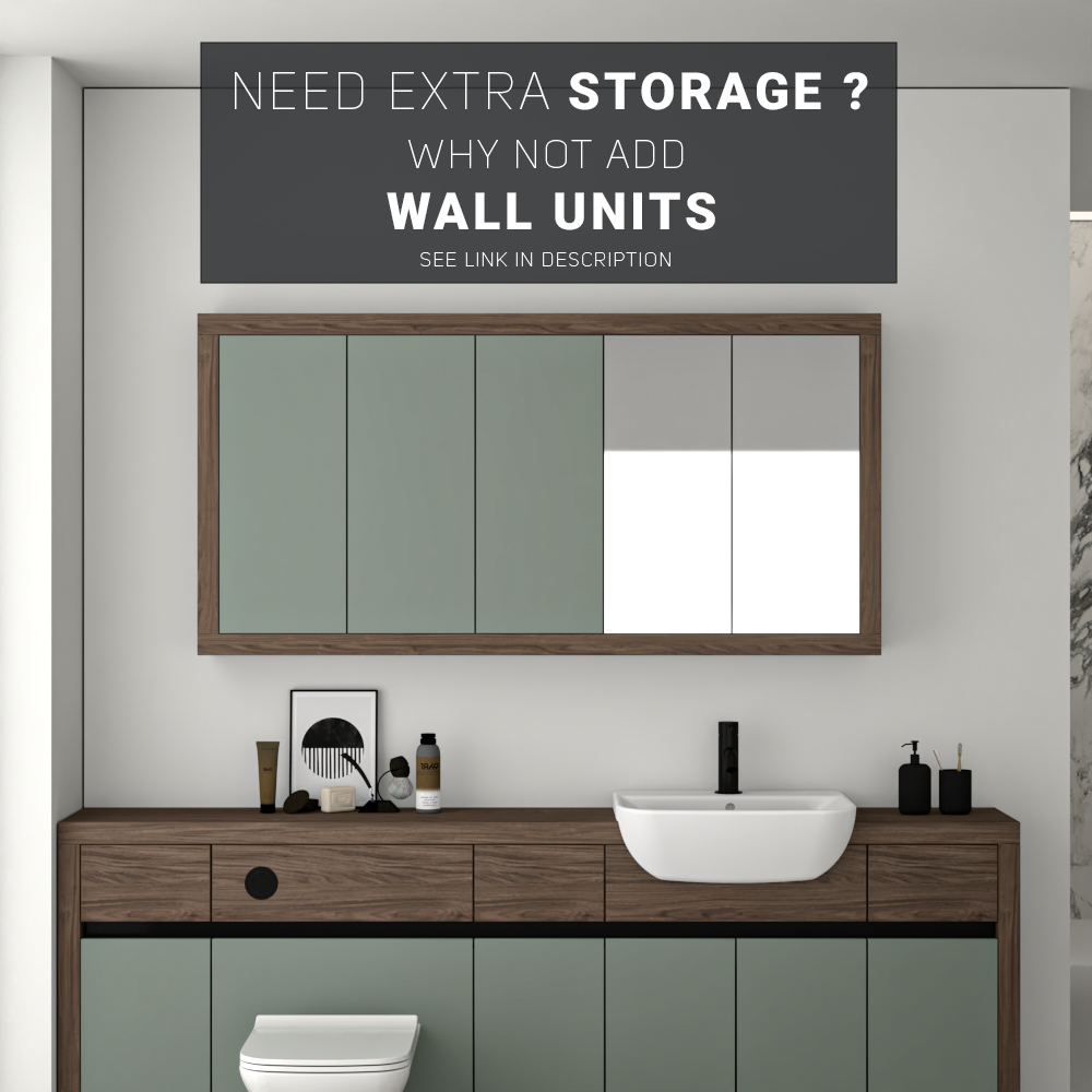 SEVI NORDIC CHESTNUT / REED GREEN MATT BASE UNITS BATHROOM FITTED FURNITURE