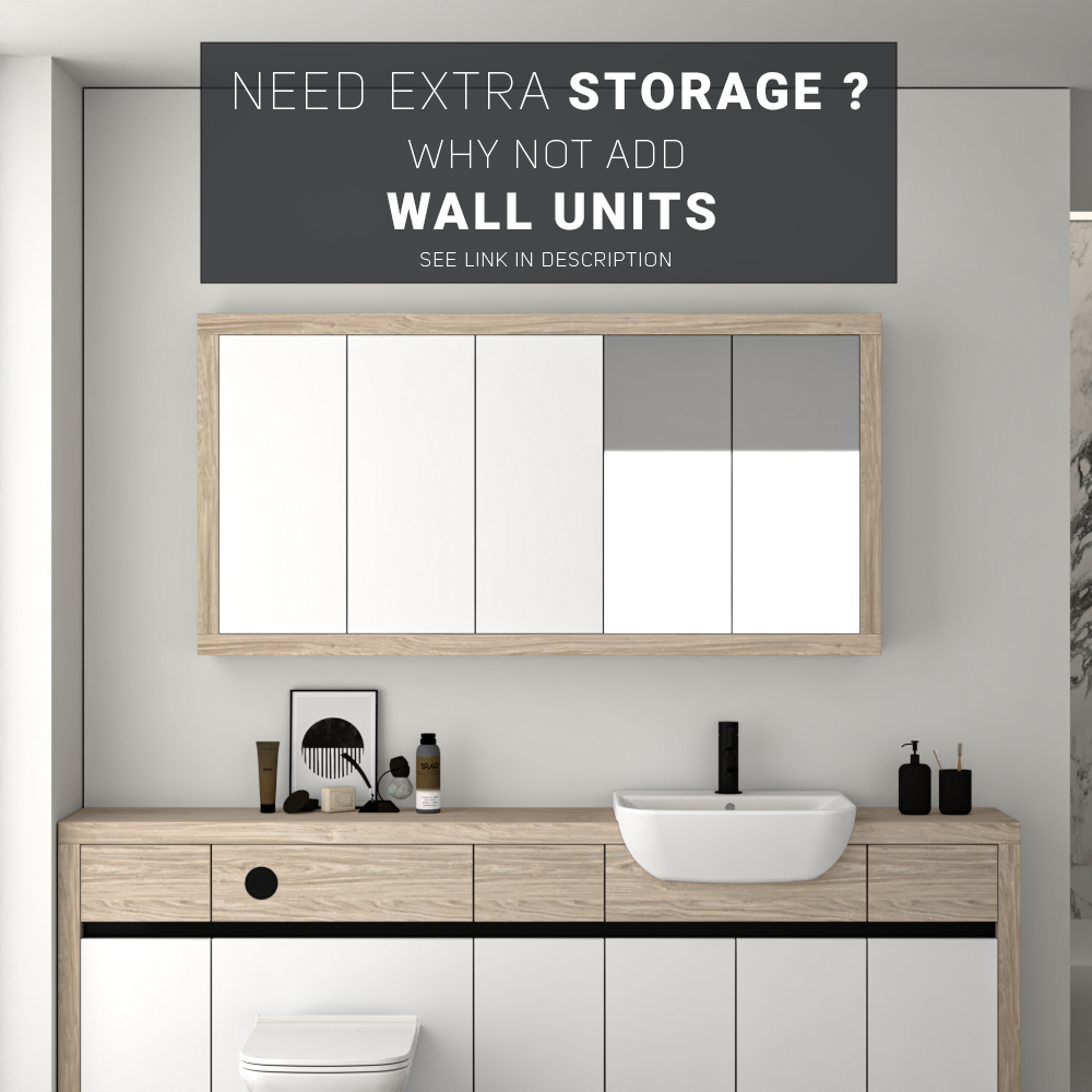 SEVI NORDIC OAK / WHITE MATT BASE UNITS BATHROOM FITTED FURNITURE