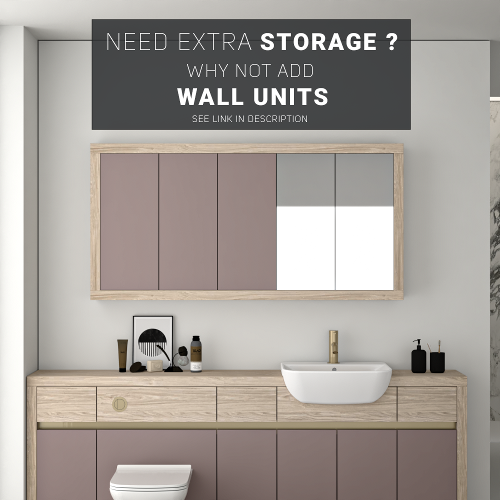 SEVI NORDIC OAK / DUST PINK MATT BASE UNITS BATHROOM FITTED FURNITURE