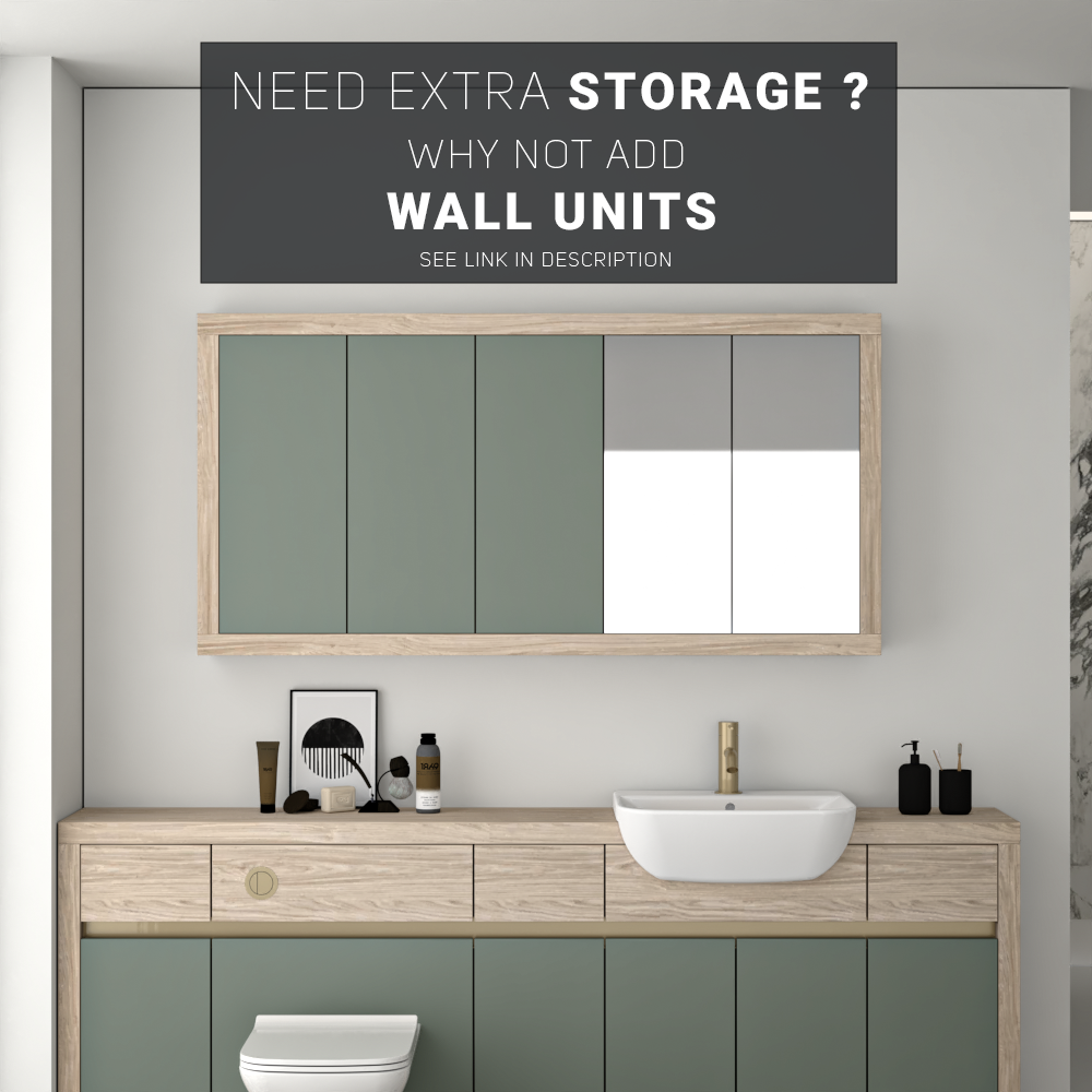 SEVI NORDIC OAK / REED GREEN MATT BASE UNITS BATHROOM FITTED FURNITURE