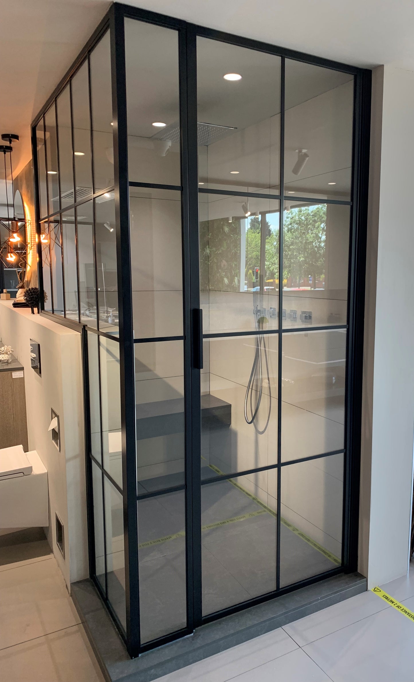 DRENCH BLACK MATT / CLEAR GLASS SHOWER DOOR & SIDE PANELS