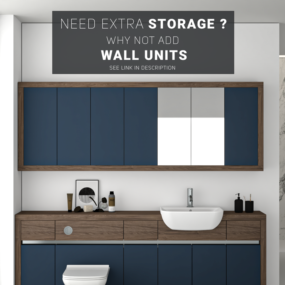 SEVI NORDIC CHESTNUT / ALBY BLUE MATT BASE UNITS BATHROOM FITTED FURNITURE