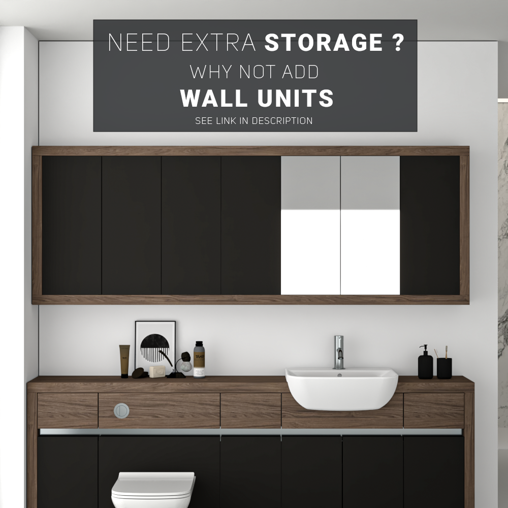 SEVI NORDIC CHESTNUT / BLACK MATT BASE UNITS BATHROOM FITTED FURNITURE