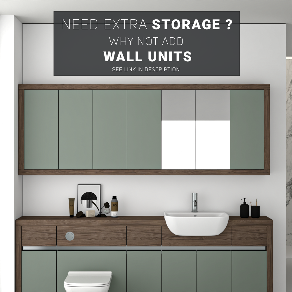 SEVI NORDIC CHESTNUT / REED GREEN MATT BASE UNITS BATHROOM FITTED FURNITURE