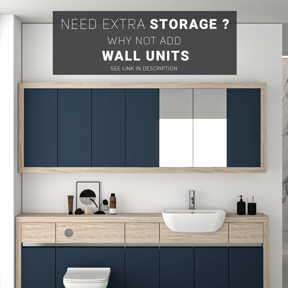 SEVI NORDIC OAK / ALBY BLUE MATT BASE UNITS BATHROOM FITTED FURNITURE