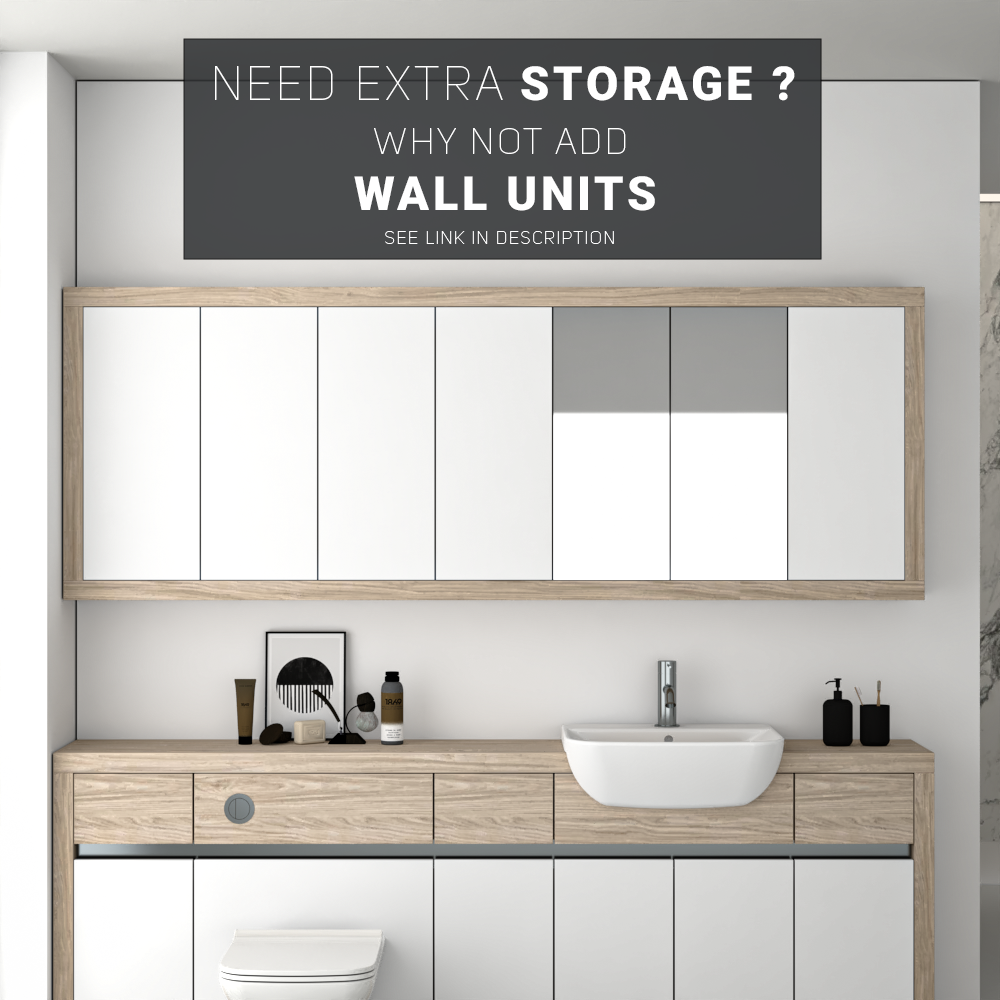SEVI NORDIC OAK / WHITE MATT BASE UNITS BATHROOM FITTED FURNITURE