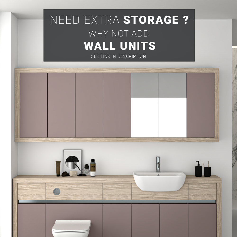 SEVI NORDIC OAK / DUST PINK MATT BASE UNITS BATHROOM FITTED FURNITURE