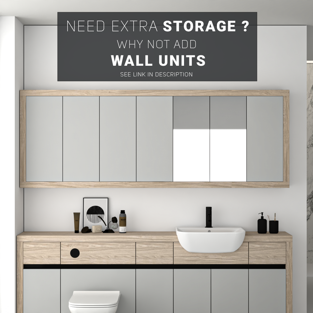 SEVI NORDIC OAK / LIGHT GREY MATT BASE UNITS BATHROOM FITTED FURNITURE