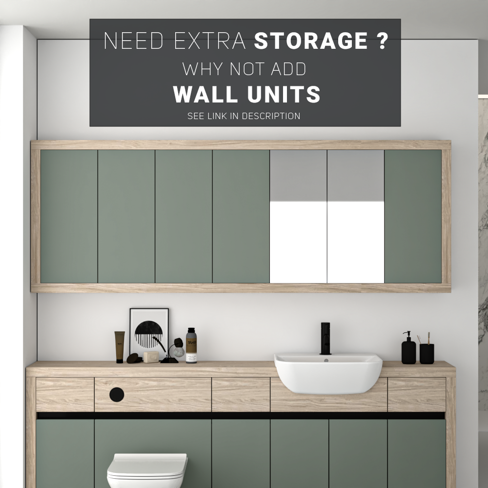 SEVI NORDIC OAK / REED GREEN MATT BASE UNITS BATHROOM FITTED FURNITURE