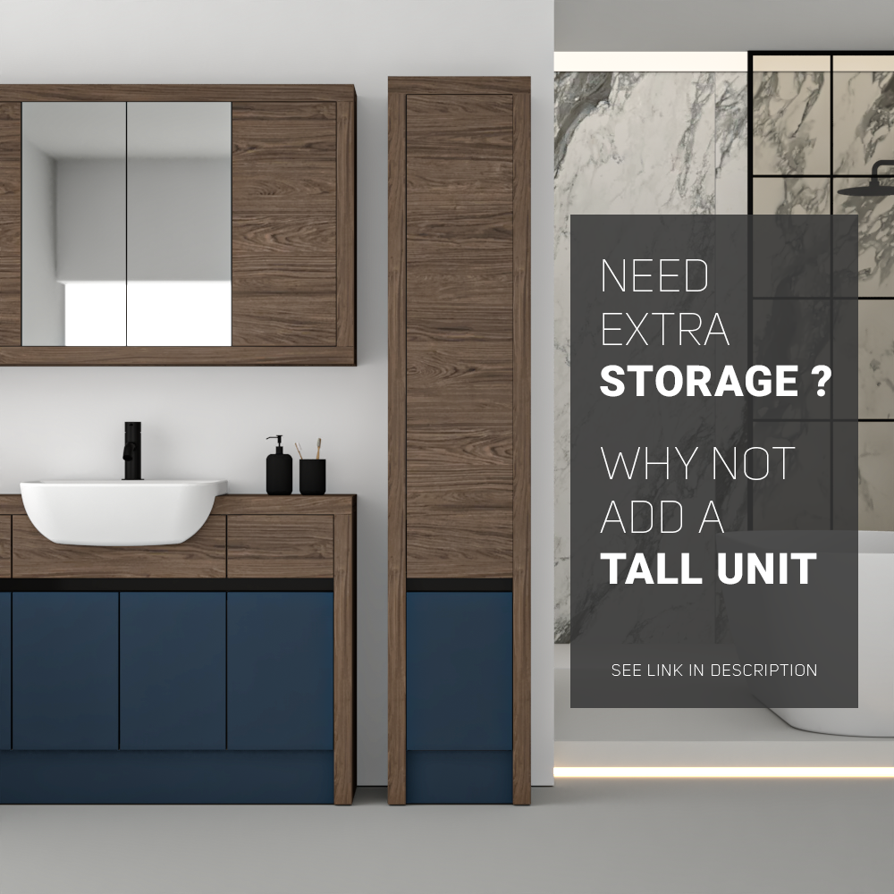 SEVI NORDIC CHESTNUT / ALBY BLUE MATT BASE UNITS BATHROOM FITTED FURNITURE
