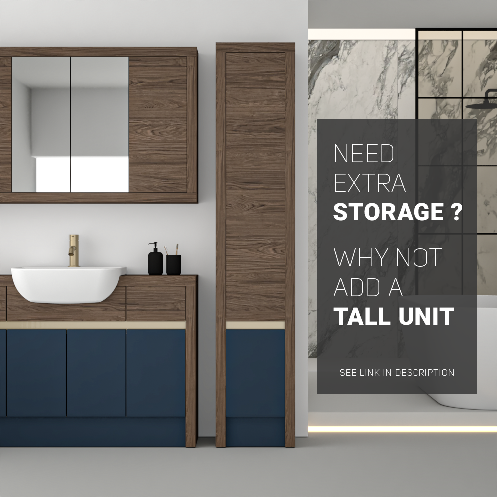 SEVI NORDIC CHESTNUT / ALBY BLUE MATT BASE UNITS BATHROOM FITTED FURNITURE