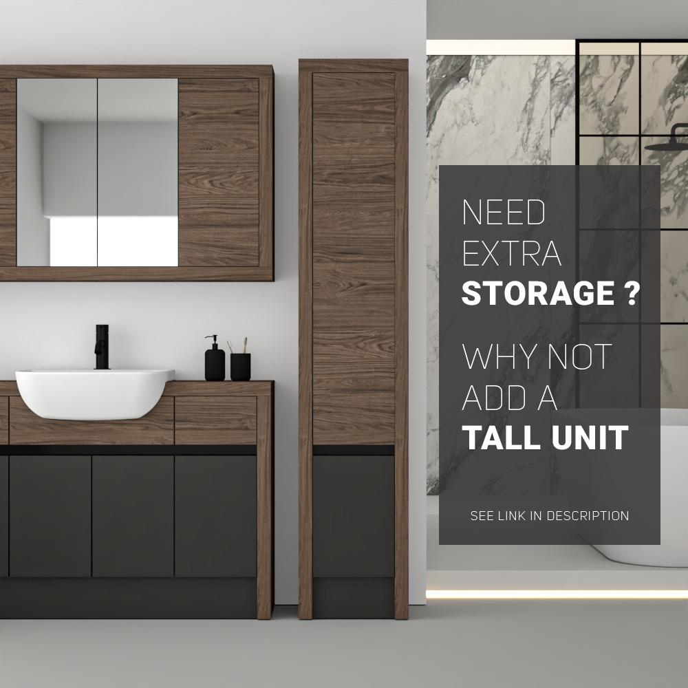 SEVI NORDIC CHESTNUT / DARK GREY MATT BASE UNITS BATHROOM FITTED FURNITURE