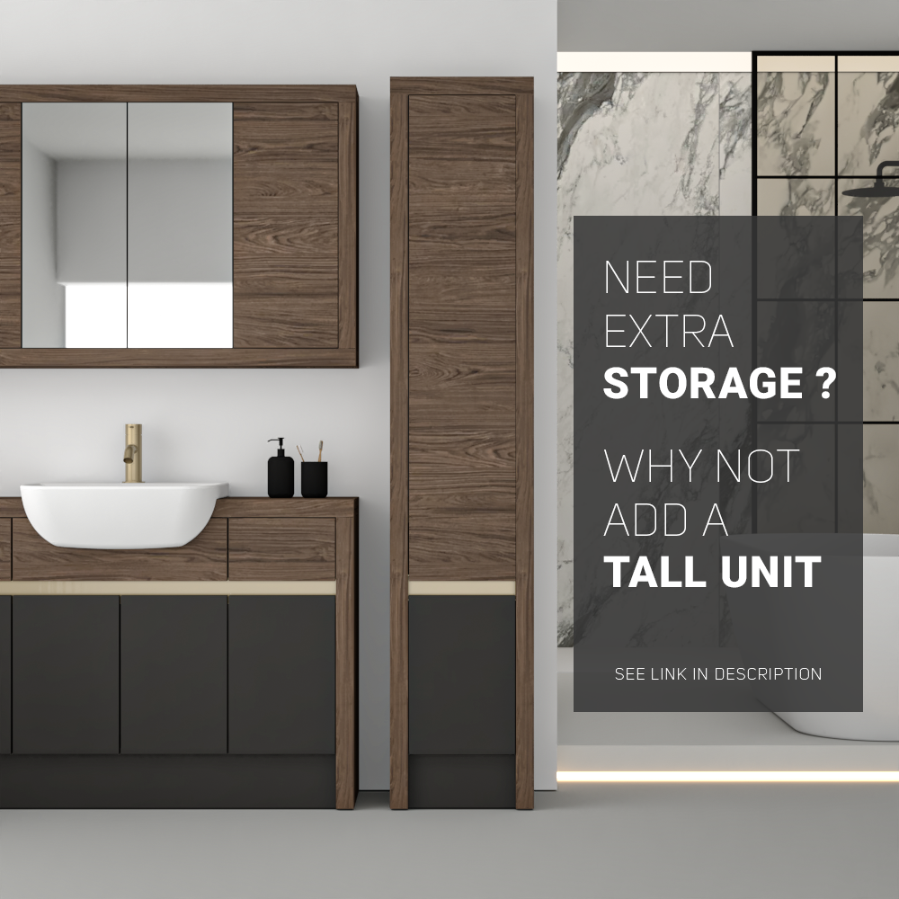 SEVI NORDIC CHESTNUT / DARK GREY MATT BASE UNITS BATHROOM FITTED FURNITURE