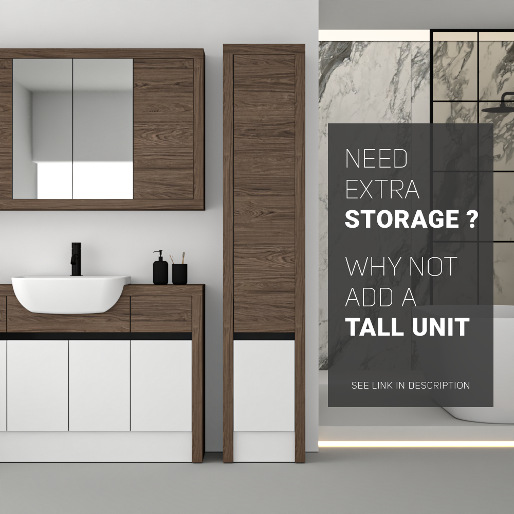 SEVI NORDIC CHESTNUT / WHITE MATT BASE UNITS BATHROOM FITTED FURNITURE