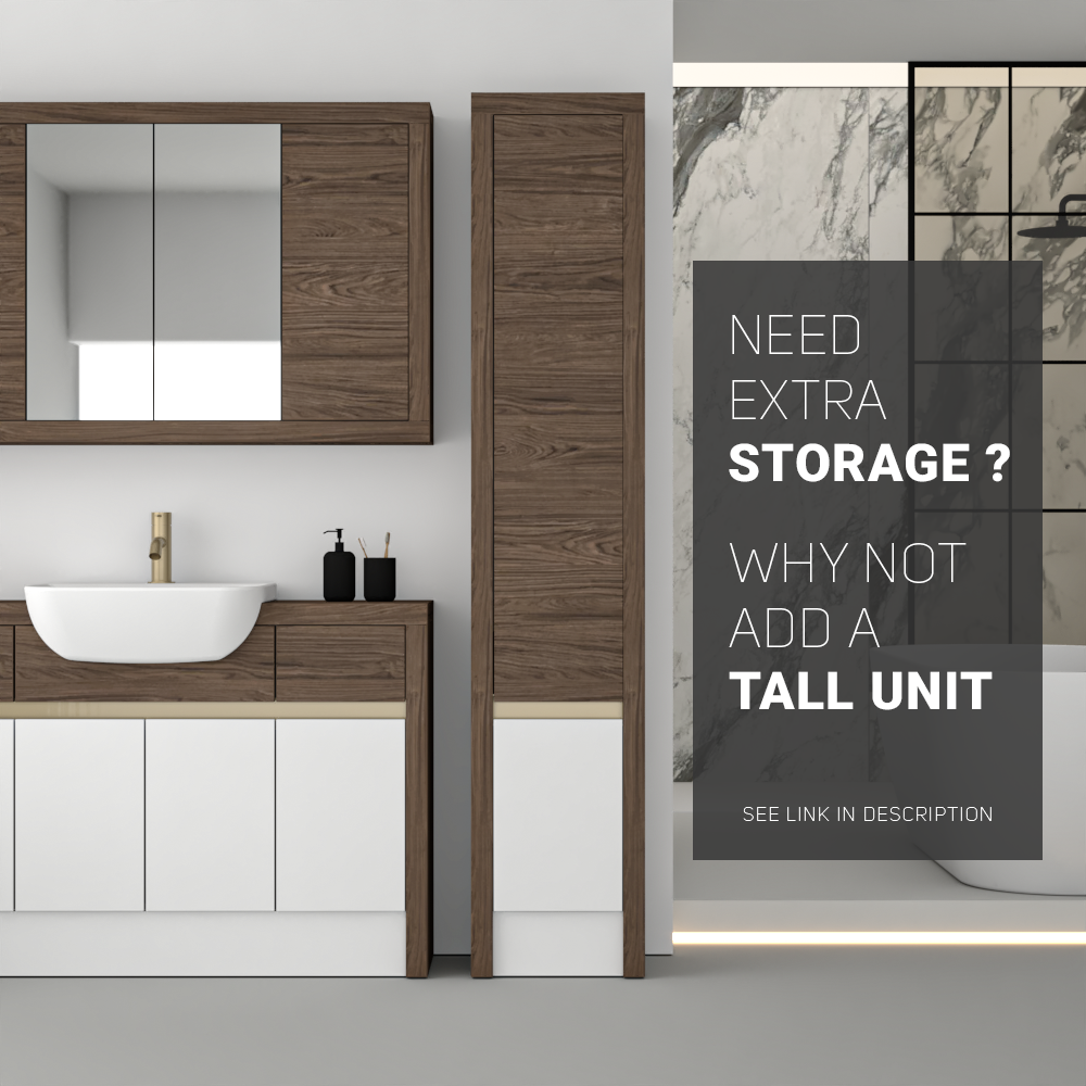 SEVI NORDIC CHESTNUT / WHITE MATT BASE UNITS BATHROOM FITTED FURNITURE