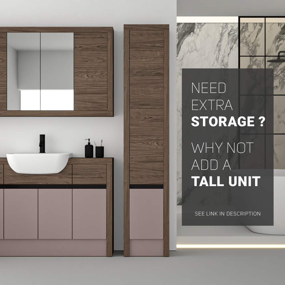 SEVI NORDIC CHESTNUT / DUST PINK MATT BASE UNITS BATHROOM FITTED FURNITURE