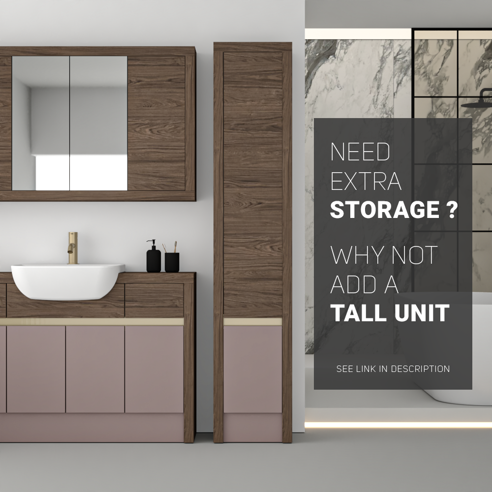 SEVI NORDIC CHESTNUT / DUST PINK MATT BASE UNITS BATHROOM FITTED FURNITURE