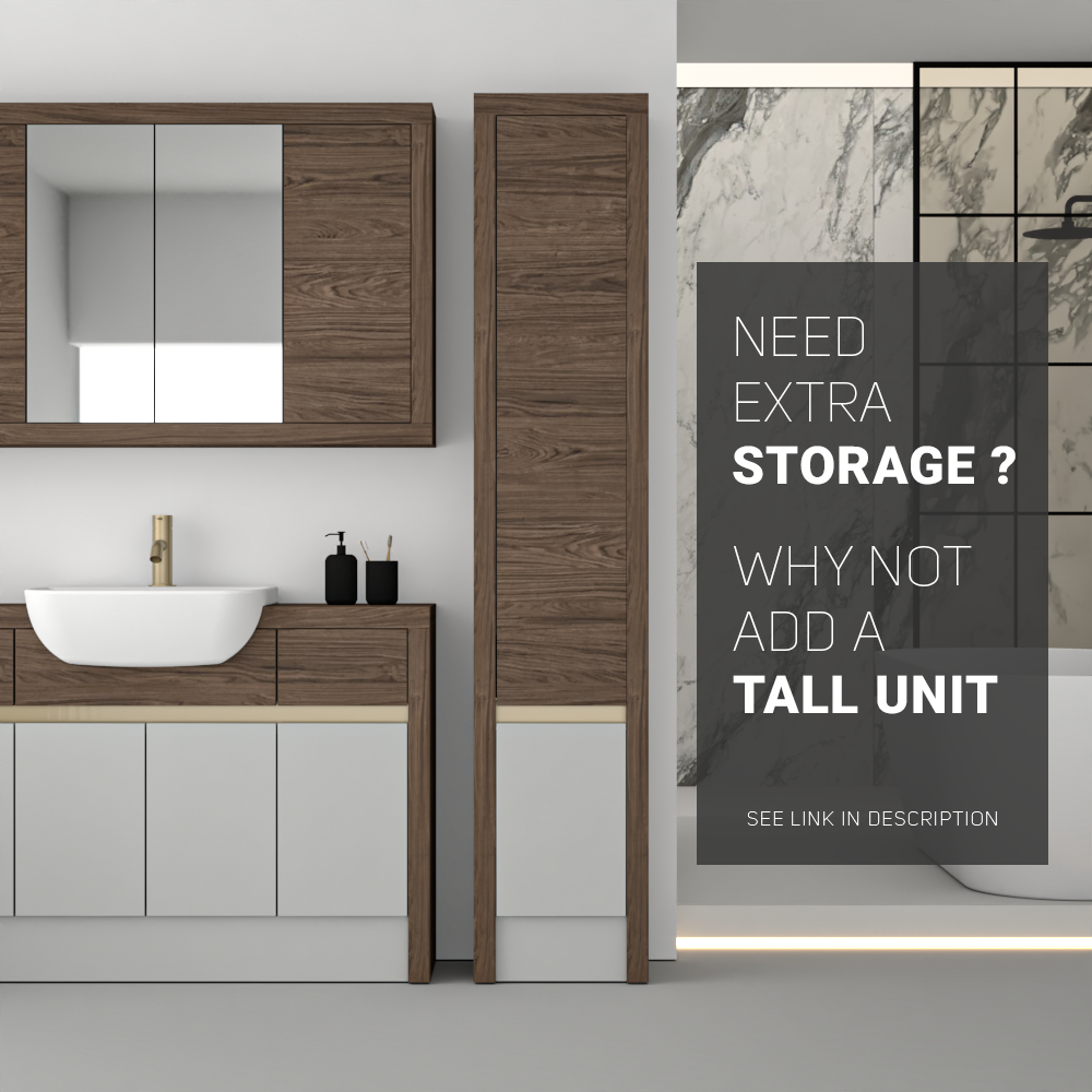 SEVI NORDIC CHESTNUT / LIGHT GREY MATT BASE UNITS BATHROOM FITTED FURNITURE