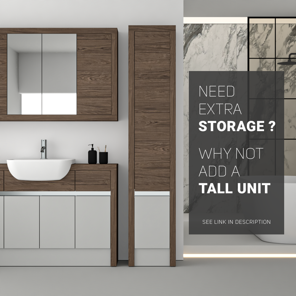 SEVI NORDIC CHESTNUT / LIGHT GREY MATT BASE UNITS BATHROOM FITTED FURNITURE