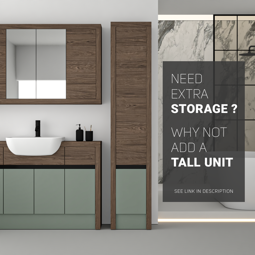 SEVI NORDIC CHESTNUT / REED GREEN MATT BASE UNITS BATHROOM FITTED FURNITURE