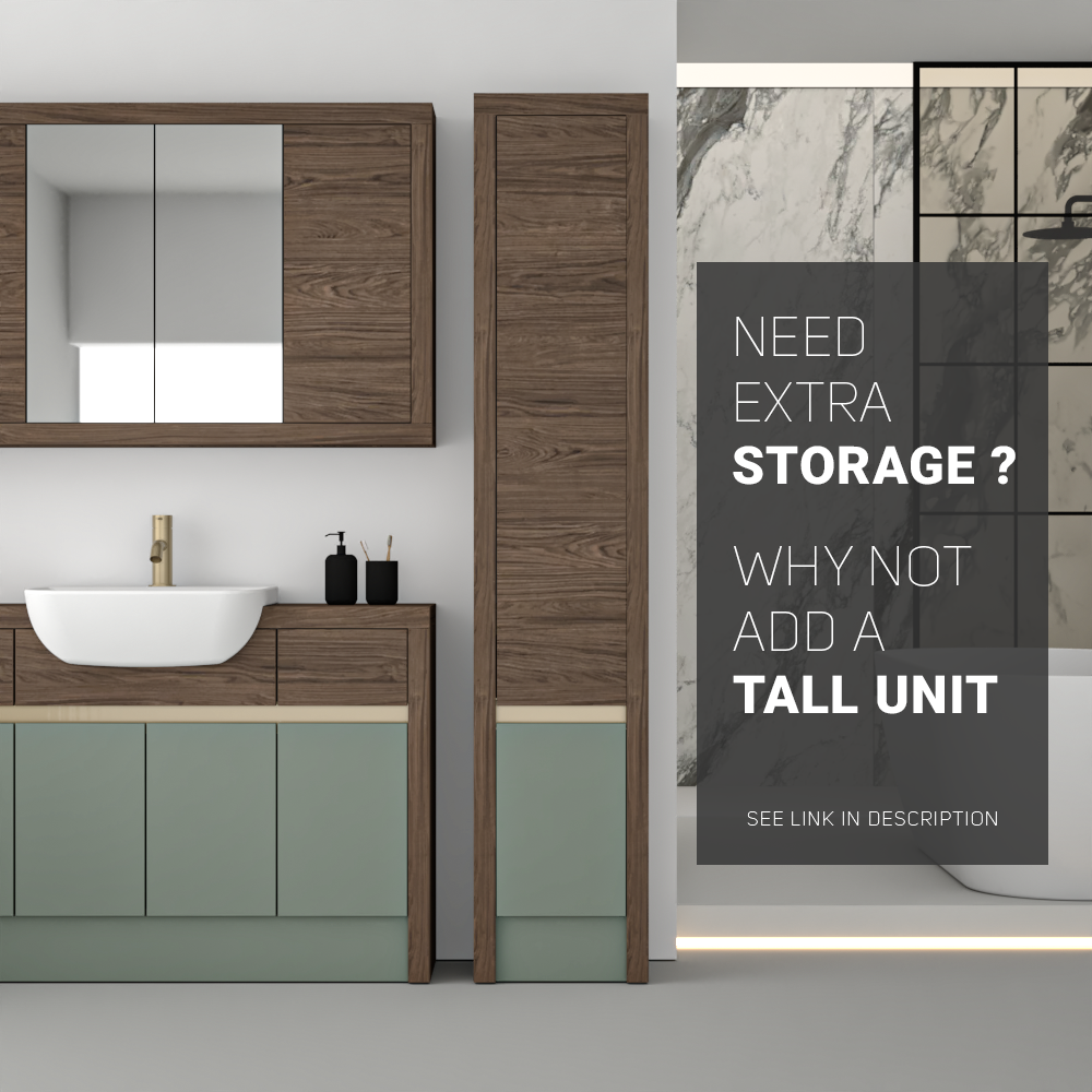 SEVI NORDIC CHESTNUT / REED GREEN MATT BASE UNITS BATHROOM FITTED FURNITURE