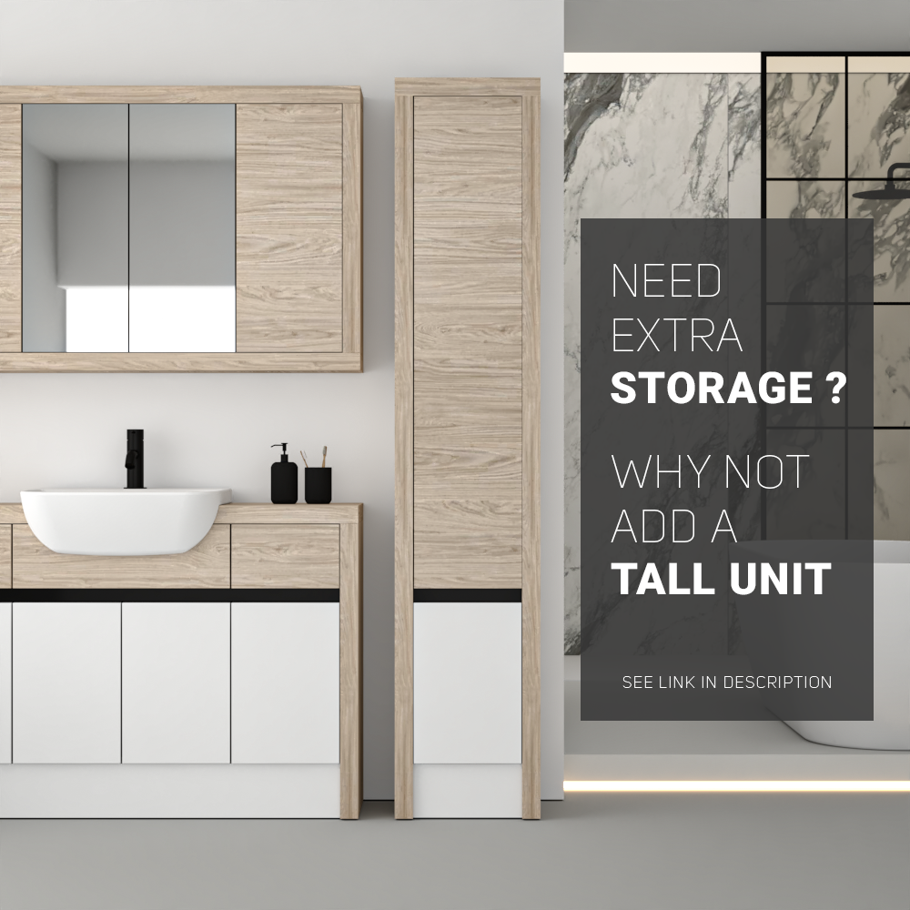 SEVI NORDIC OAK / WHITE MATT BASE UNITS BATHROOM FITTED FURNITURE